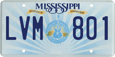 MS license plate LVM801