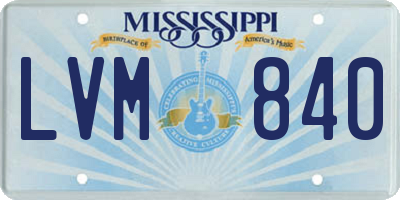MS license plate LVM840