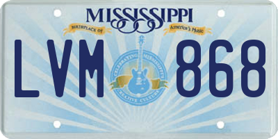 MS license plate LVM868