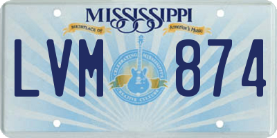 MS license plate LVM874