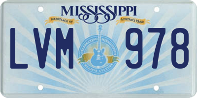 MS license plate LVM978