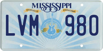 MS license plate LVM980
