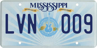 MS license plate LVN009