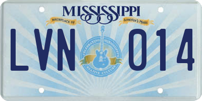 MS license plate LVN014