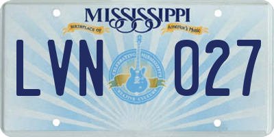 MS license plate LVN027