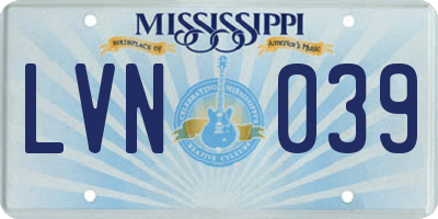 MS license plate LVN039