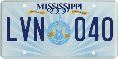 MS license plate LVN040