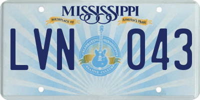 MS license plate LVN043
