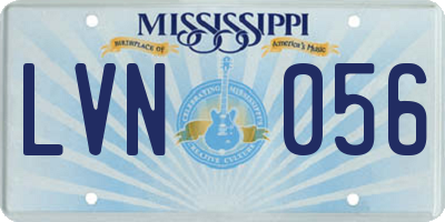 MS license plate LVN056