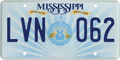MS license plate LVN062