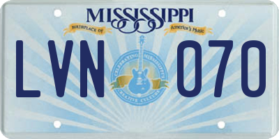 MS license plate LVN070
