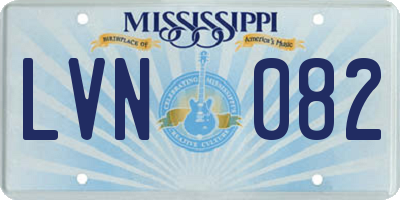 MS license plate LVN082