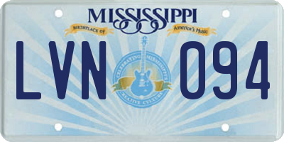 MS license plate LVN094
