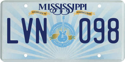 MS license plate LVN098