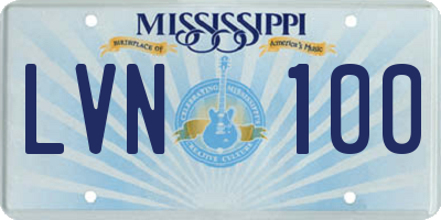 MS license plate LVN100