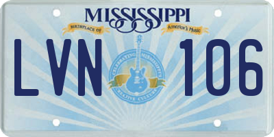 MS license plate LVN106