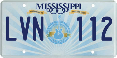 MS license plate LVN112