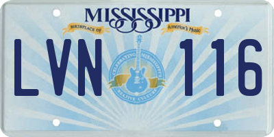 MS license plate LVN116