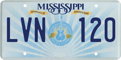 MS license plate LVN120