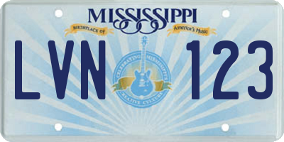 MS license plate LVN123
