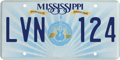 MS license plate LVN124