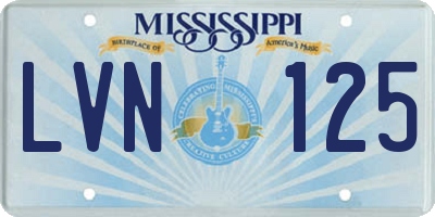 MS license plate LVN125