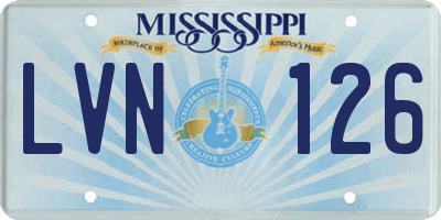 MS license plate LVN126