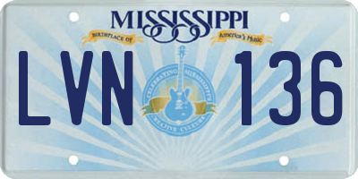 MS license plate LVN136