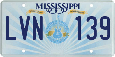MS license plate LVN139