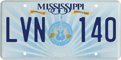 MS license plate LVN140