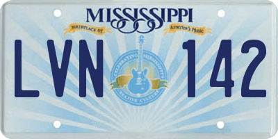 MS license plate LVN142