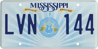 MS license plate LVN144