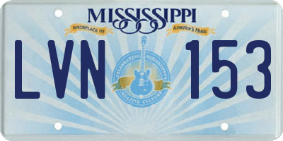 MS license plate LVN153