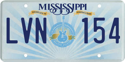 MS license plate LVN154
