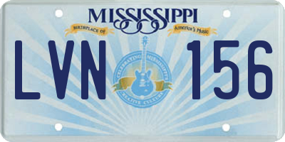 MS license plate LVN156