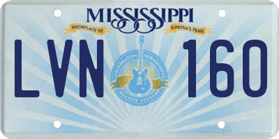 MS license plate LVN160