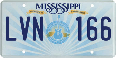 MS license plate LVN166