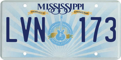 MS license plate LVN173