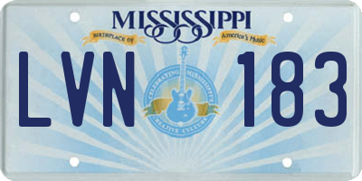 MS license plate LVN183
