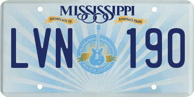MS license plate LVN190