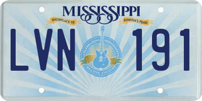 MS license plate LVN191