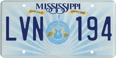 MS license plate LVN194