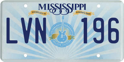 MS license plate LVN196