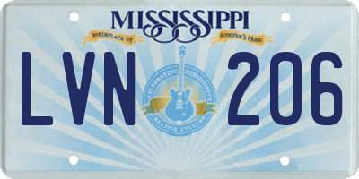MS license plate LVN206