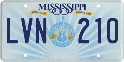MS license plate LVN210