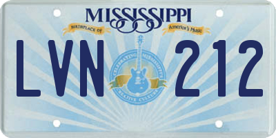 MS license plate LVN212