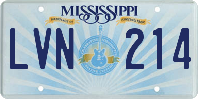 MS license plate LVN214