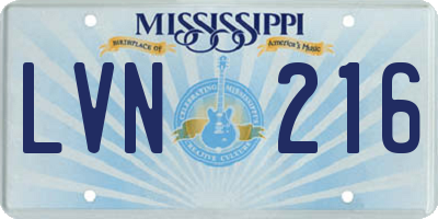 MS license plate LVN216