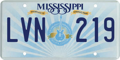 MS license plate LVN219