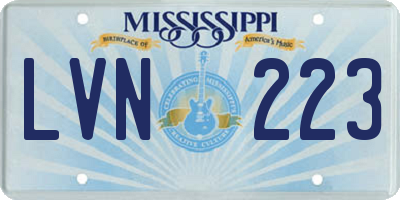 MS license plate LVN223